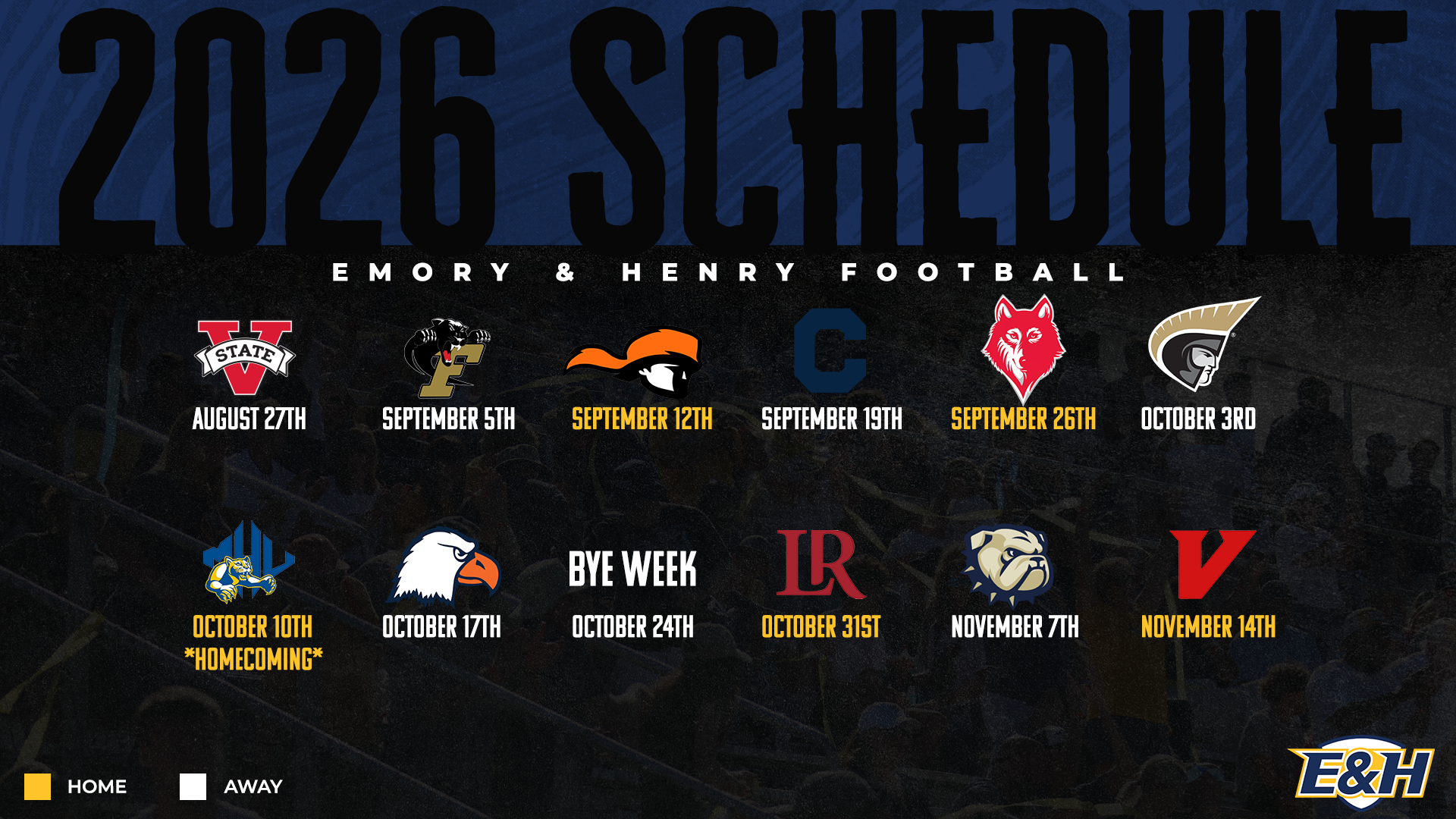 Emory & Henry Football Announces 2026 Schedule