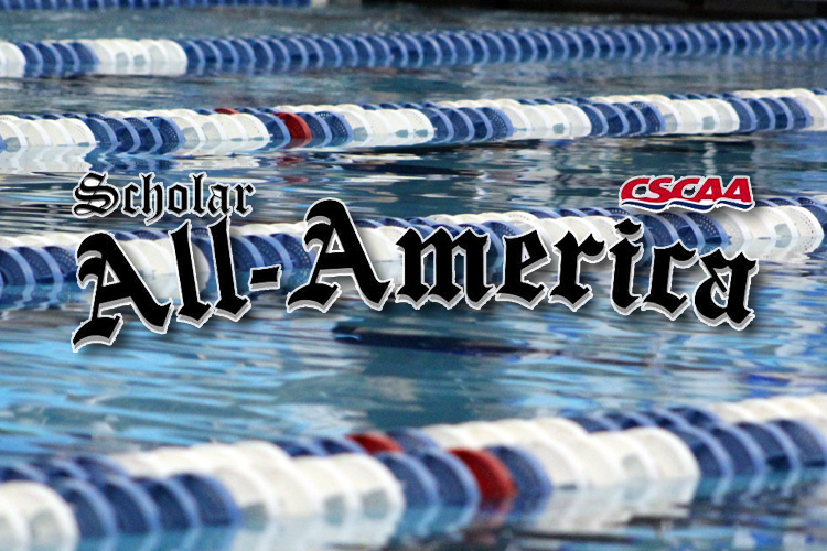 CSCAA Scholar All-America logo on top of generic pool photo.